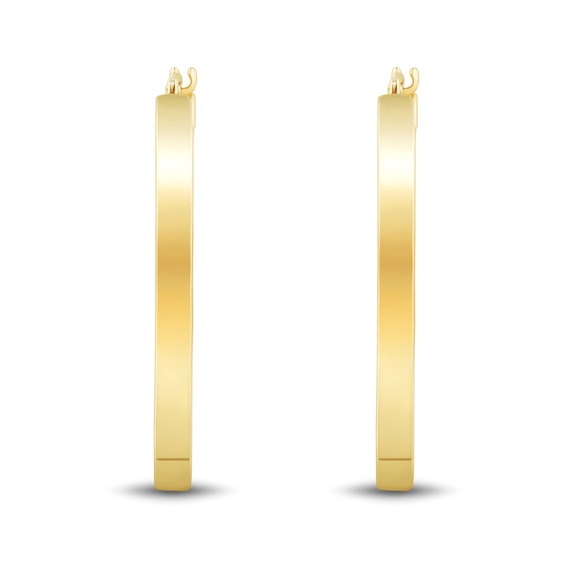 30.0mm Square Tube Hoop Earrings in Hollow 14K Gold