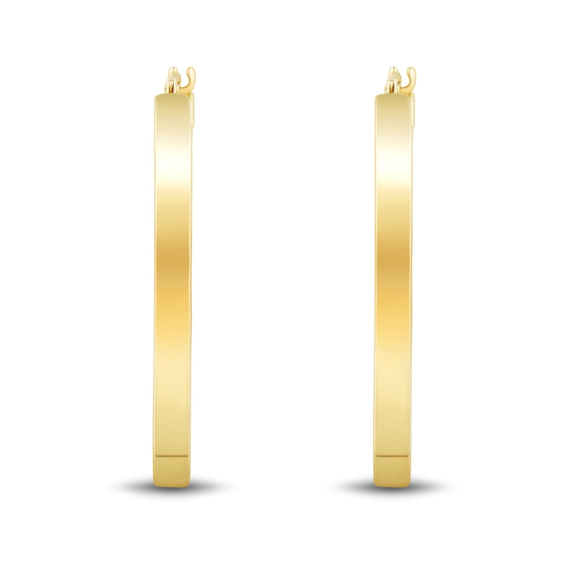 Main Image 2 of 30.0mm Square Tube Hoop Earrings in Hollow 14K Gold