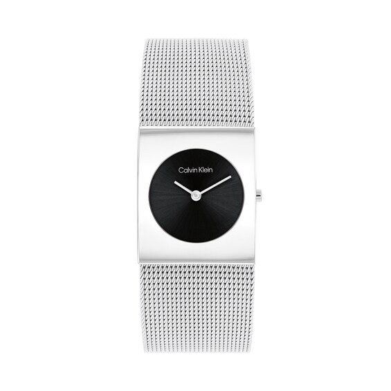 Ladiesâ Calvin Klein Pulse Square Mesh Watch with Black Dial (Model: 25100061)