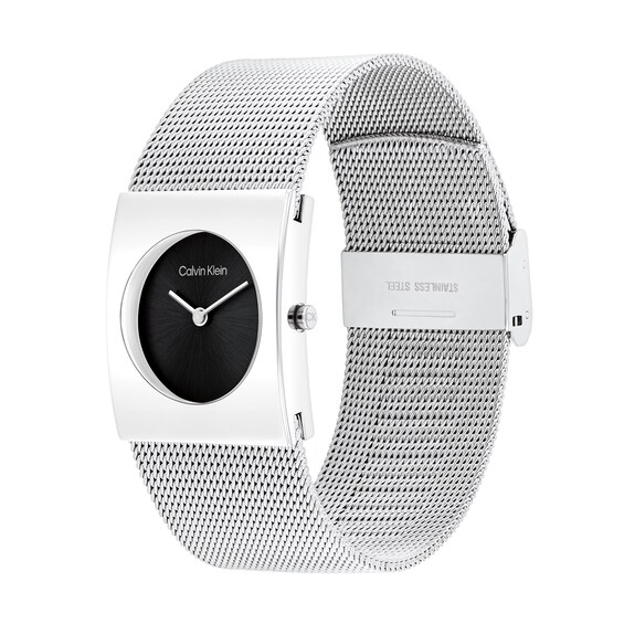 Ladiesâ Calvin Klein Pulse Square Mesh Watch with Black Dial (Model: 25100061)