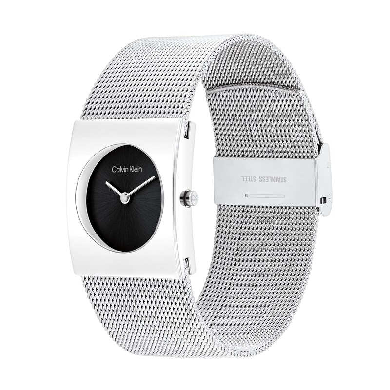 Main Image 2 of Ladies’ Calvin Klein Pulse Square Mesh Watch with Black Dial (Model: 25100061)
