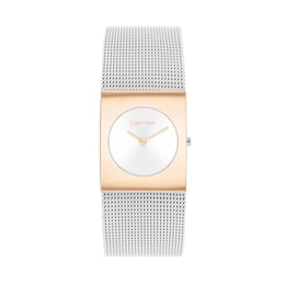 Ladies’ Calvin Klein Pulse Two-Tone IP Square Mesh Watch with Silver-Tone Dial (Model: 25100063)