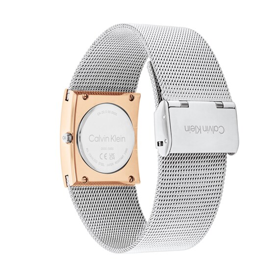 Ladiesâ Calvin Klein Pulse Two-Tone IP Square Mesh Watch with Silver-Tone Dial (Model: 25100063)