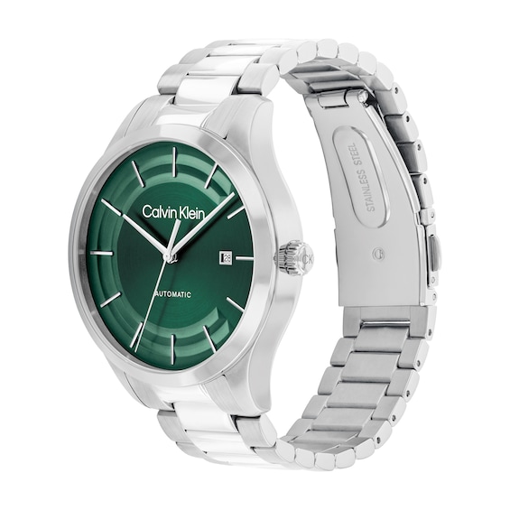 Menâs Calvin Klein Iconic Automatic Watch with Green Dial (Model: 25300022)