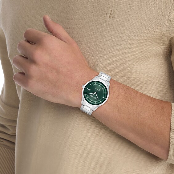 Menâs Calvin Klein Iconic Automatic Watch with Green Dial (Model: 25300022)