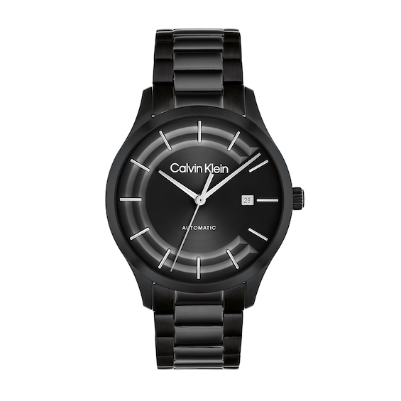 Menâs Calvin Klein Iconic Black IP Automatic Watch with Black Dial (Model: 25300023)