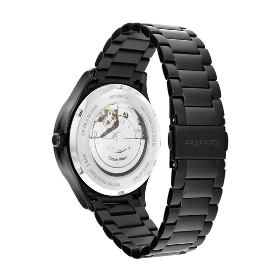 Menâs Calvin Klein Iconic Black IP Automatic Watch with Black Dial (Model: 25300023)