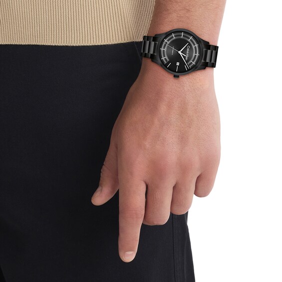 Menâs Calvin Klein Iconic Black IP Automatic Watch with Black Dial (Model: 25300023)