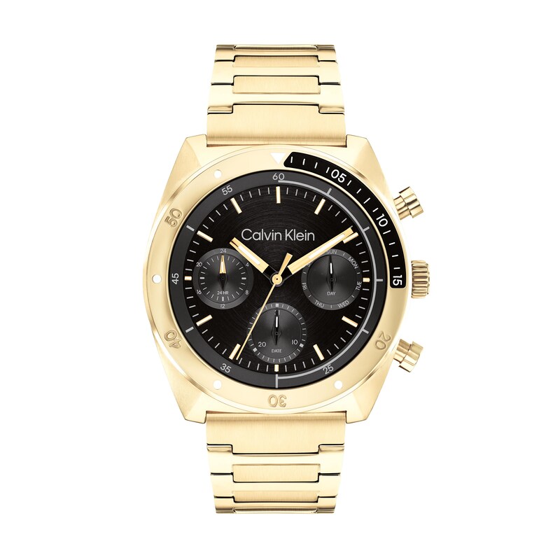 Main Image 1 of Men’s Calvin Klein Flex Gold-Tone IP Chronograph Watch with Black Dial (Model: 25200465)