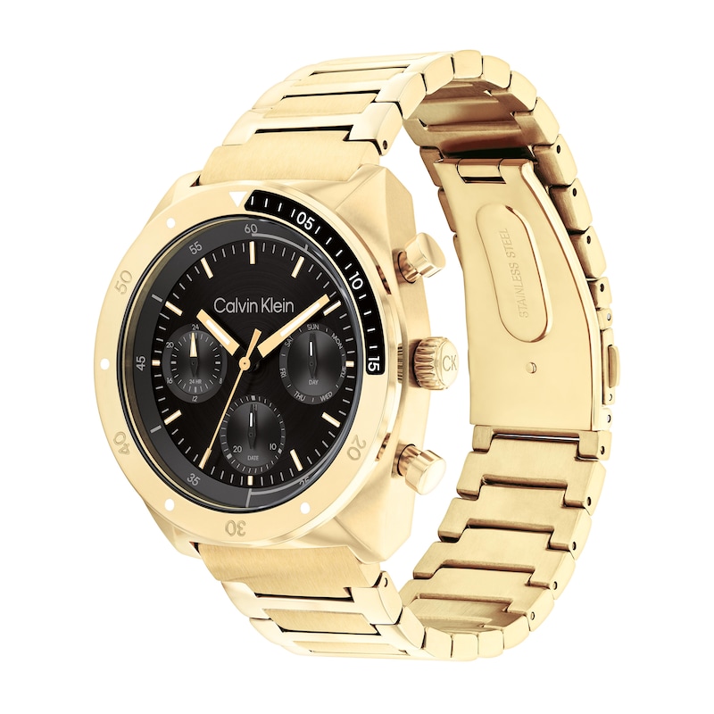 Main Image 2 of Men’s Calvin Klein Flex Gold-Tone IP Chronograph Watch with Black Dial (Model: 25200465)