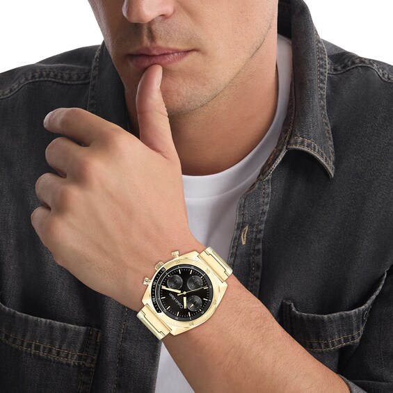Menâs Calvin Klein Flex Gold-Tone IP Chronograph Watch with Black Dial (Model: 25200465)