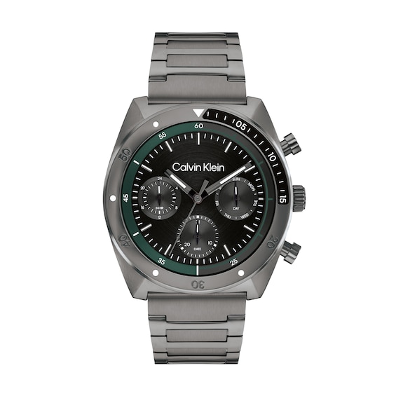 Menâs Calvin Klein Flex Grey IP Chronograph Watch with Black Dial (Model: 25200466)
