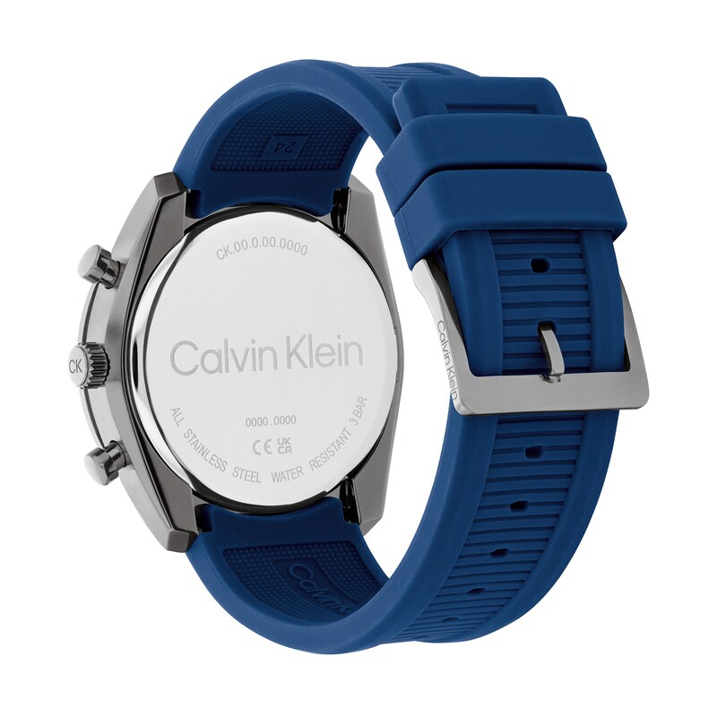 Main Image 3 of Men’s Calvin Klein Flex Grey IP Blue Silicone Strap Chronograph Watch with Blue Dial (Model: 25200468)