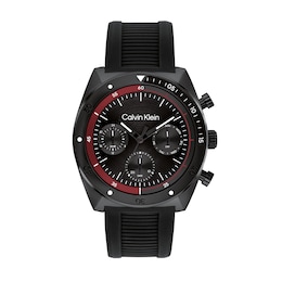 Men’s Calvin Klein Flex Black IP Silicone Strap Chronograph Watch with Black Dial (Model: 25200467)
