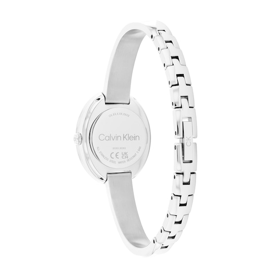Ladiesâ Calvin Klein Twisted Bezel Bangle Watch with Two-Tone Dial (Model: 25100055)