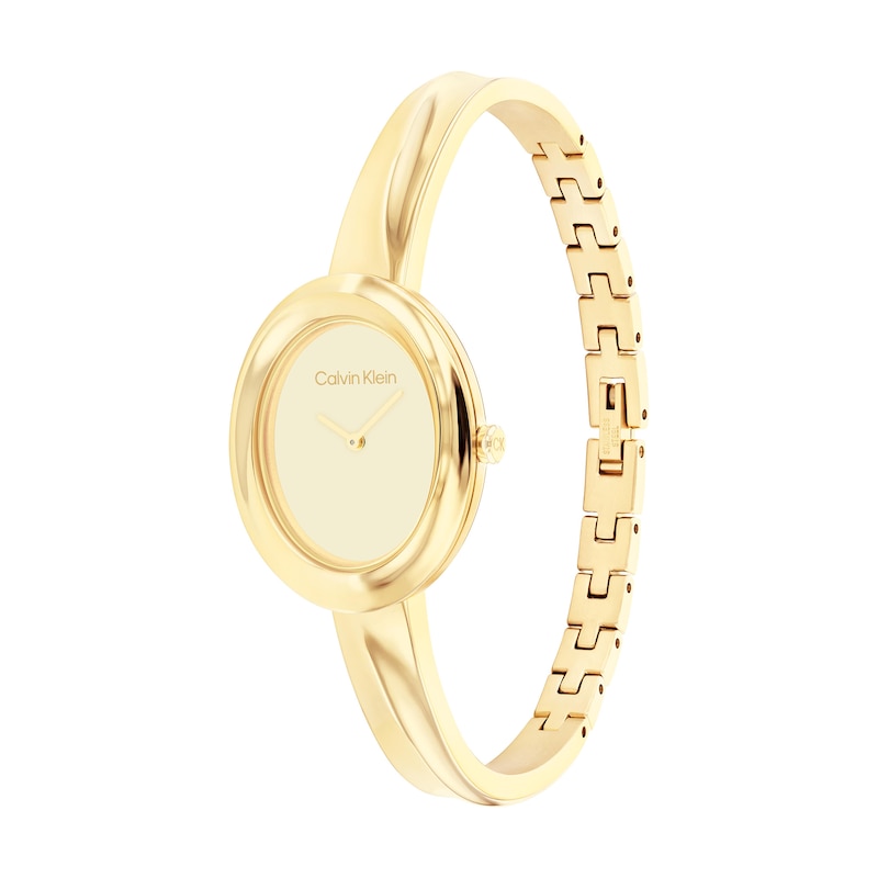 Main Image 2 of Ladies’ Calvin Klein Twisted Bezel Gold-Tone IP Bangle Watch with Gold-Tone Dial (Model: 25100056)
