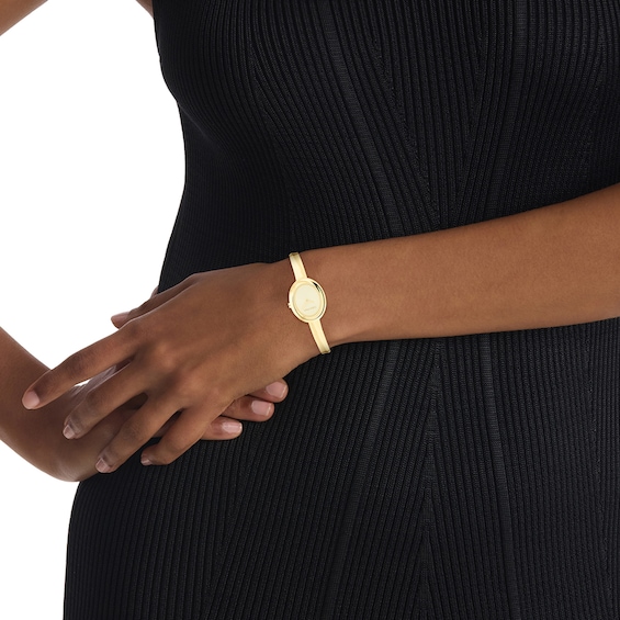 Ladies’ Calvin Klein Twisted Bezel Gold-Tone IP Bangle Watch with Gold-Tone Dial (Model: 25100056)