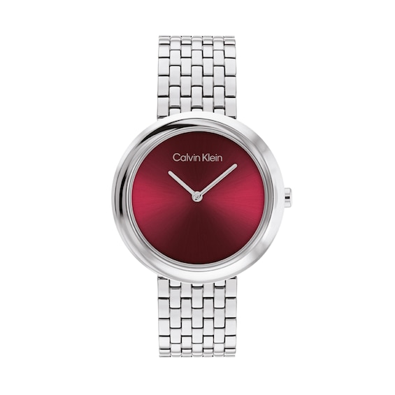 Ladiesâ Calvin Klein Twisted Bezel Watch with Red Dial (Model: 25100064)