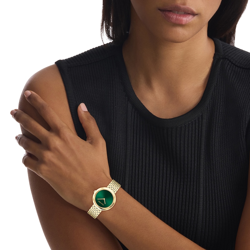 Main Image 4 of Ladies’ Calvin Klein Twisted Bezel Gold-Tone IP Watch with Green Dial (Model: 25300066)