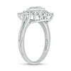 Thumbnail Image 2 of Pear-Shaped White Lab-Created Sapphire and 1/5 CT. T.W. Diamond Double Sunburst Frame Ring in 10K White Gold