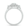 Thumbnail Image 3 of Pear-Shaped White Lab-Created Sapphire and 1/5 CT. T.W. Diamond Double Sunburst Frame Ring in 10K White Gold