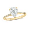 Thumbnail Image 1 of Shield-Shaped White Lab-Created Sapphire and 1/10 CT. T.W. Diamond Ring in 10K Gold