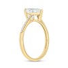 Thumbnail Image 2 of Shield-Shaped White Lab-Created Sapphire and 1/10 CT. T.W. Diamond Ring in 10K Gold
