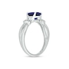 Thumbnail Image 2 of Oval Blue Lab-Created Sapphire and Diamond Accent Collar Split Shank Ring in Sterling Silver