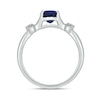 Thumbnail Image 3 of Oval Blue Lab-Created Sapphire and Diamond Accent Collar Split Shank Ring in Sterling Silver