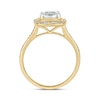 Thumbnail Image 3 of Cushion-Cut White Lab-Created Sapphire and 1/5 CT. T.W. Diamond Frame Ring in Sterling Silver with 14K Gold Plate