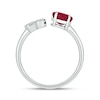 Thumbnail Image 3 of Oval Lab-Created Ruby and 1/6 CT. T.W. Diamond Open Shank Ring in 10K White Gold