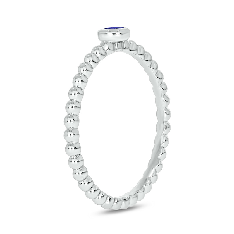 Main Image 2 of Tanzanite Bezel-Set Solitaire Beaded Stackable Ring in 10K White Gold