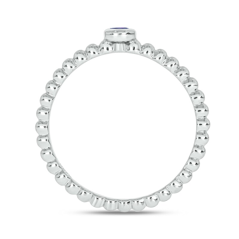 Main Image 3 of Tanzanite Bezel-Set Solitaire Beaded Stackable Ring in 10K White Gold