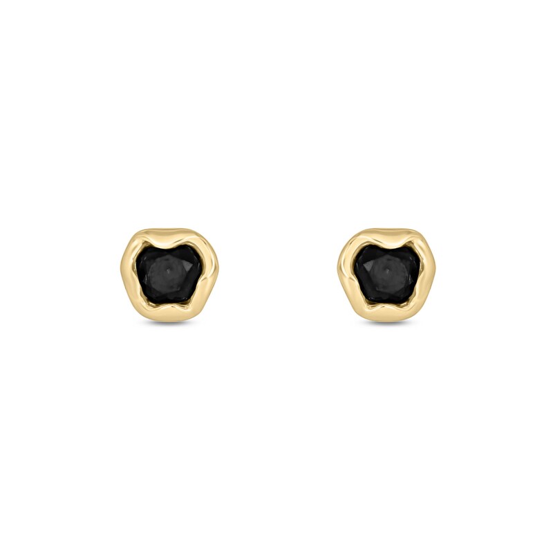 Main Image 1 of Black Sapphire Bezel-Set Solitaire Stud Earrings in 10K Gold