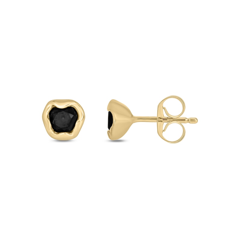 Main Image 2 of Black Sapphire Bezel-Set Solitaire Stud Earrings in 10K Gold