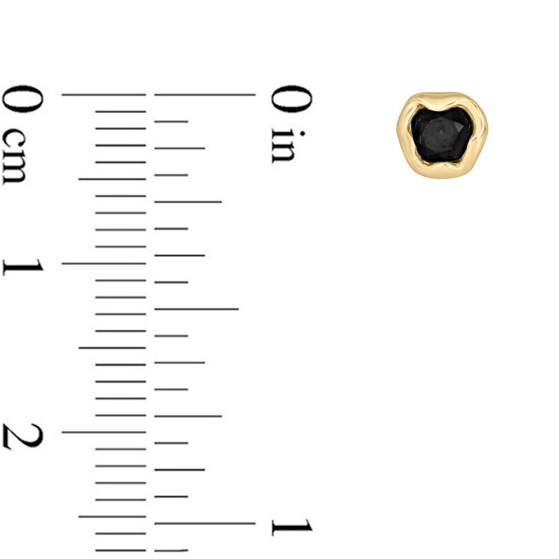 Main Image 3 of Black Sapphire Bezel-Set Solitaire Stud Earrings in 10K Gold