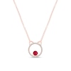 Thumbnail Image 1 of Lab-Created Ruby and 1/10 CT. T.W. Diamond Cat Necklace in Sterling Silver with 14K Rose Gold Plate