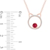 Thumbnail Image 3 of Lab-Created Ruby and 1/10 CT. T.W. Diamond Cat Necklace in Sterling Silver with 14K Rose Gold Plate