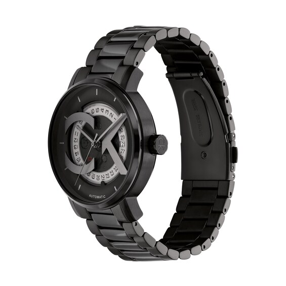 Menâs Calvin Klein Iconic Black IP Automatic Watch with Black Dial (Model: 25300017)