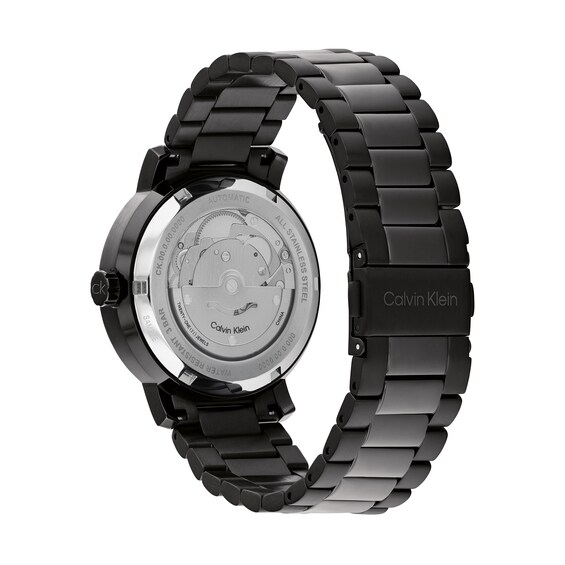 Menâs Calvin Klein Iconic Black IP Automatic Watch with Black Dial (Model: 25300017)