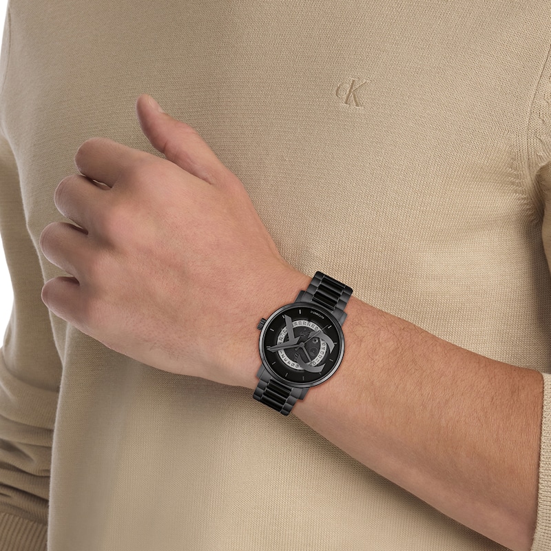 Main Image 4 of Men’s Calvin Klein Iconic Black IP Automatic Watch with Black Dial (Model: 25300017)