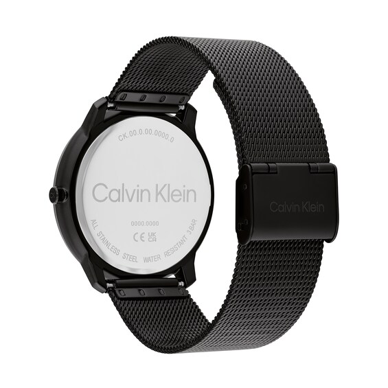 Men’s Calvin Klein Iconic Black IP Mesh Watch with Textured Green Dial (Model: 25300013)