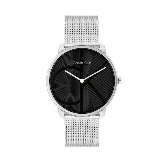 Menâs Calvin Klein Iconic Mesh Watch with Black Dial (Model: 25300012)