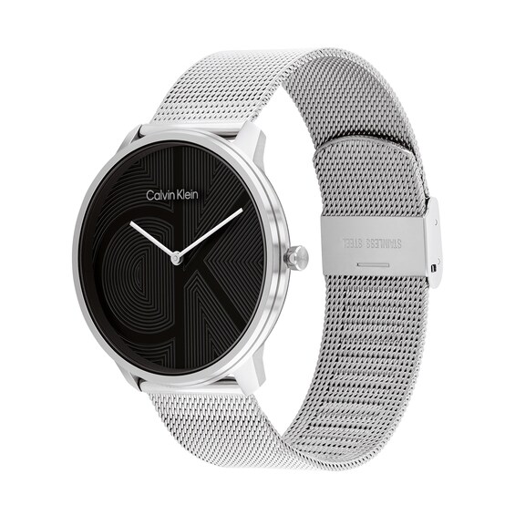 Menâs Calvin Klein Iconic Mesh Watch with Black Dial (Model: 25300012)