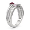 Thumbnail Image 2 of Heart-Shaped Lab-Created Ruby with Pink and White Lab-Created Sapphire Faux Stack Ring in Sterling Silver