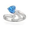 Thumbnail Image 1 of 7.0mm Heart-Shaped Swiss Blue Topaz and White Lab-Created Sapphire Bypass Ring in Sterling Silver