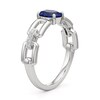 Thumbnail Image 2 of Oval Blue and White Lab-Created Sapphire Chain Link Ring in Sterling Silver