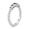 Thumbnail Image 2 of Lab-Created Emerald Graduated Five Stone Beaded Ring in Sterling Silver