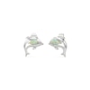 Thumbnail Image 1 of Pear-Shaped Lab-Created Opal and White Lab-Created Sapphire Dolphin Stud Earrings in Sterling Silver