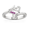 Thumbnail Image 1 of Pink and White Lab-Created Sapphire "XO" Bypass Ring in Sterling Silver